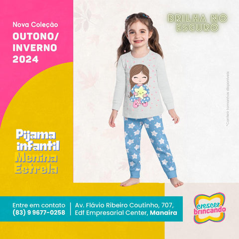 Pijama Brilha no Escuro Infantil Menina Kyly