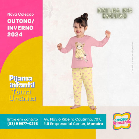 Pijama Brilha no Escuro Infantil Menina Kyly